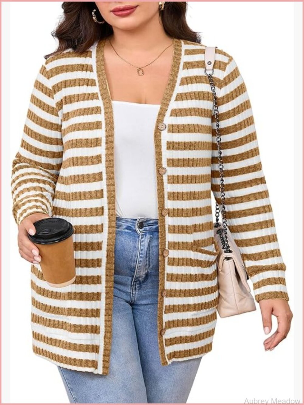 Plus Size Long Sleeve Open Front Cardigan Sweater with Pockets 1X-5X